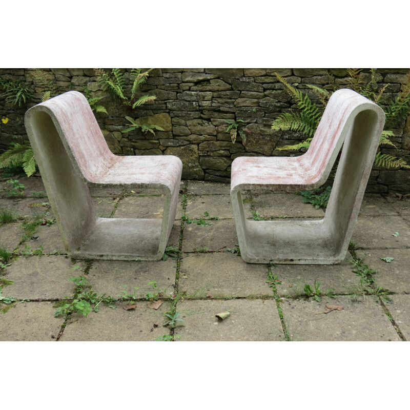 Pair of garden chairs in concrete - 1970s