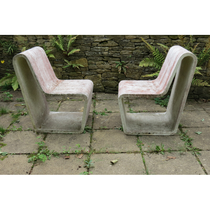 Paire de chaises de jardin en béton - 1970