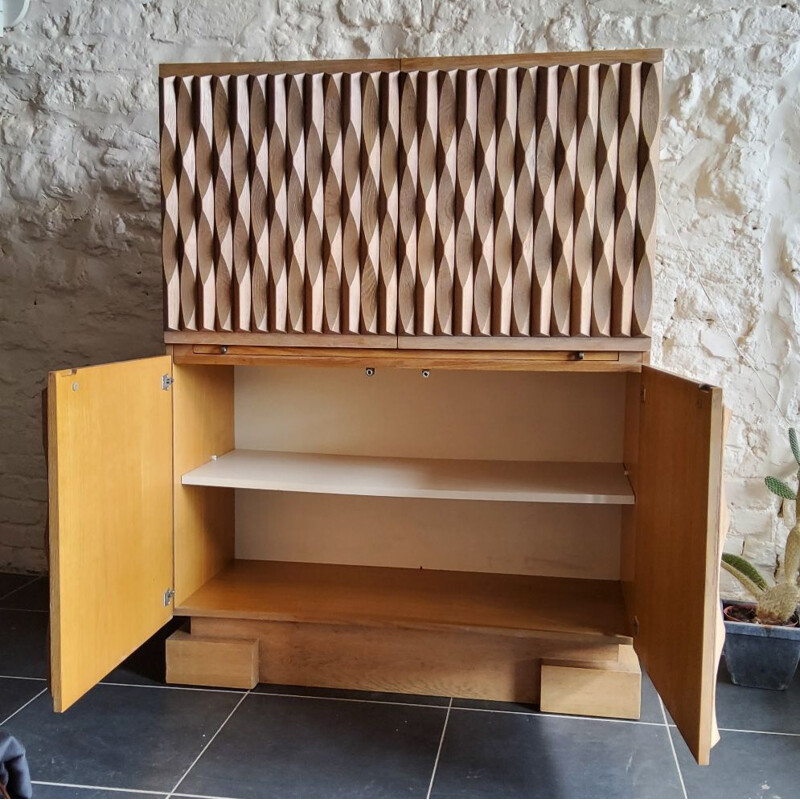 Vintage brutalist bar cabinet by De Coene, Belgium 1960s