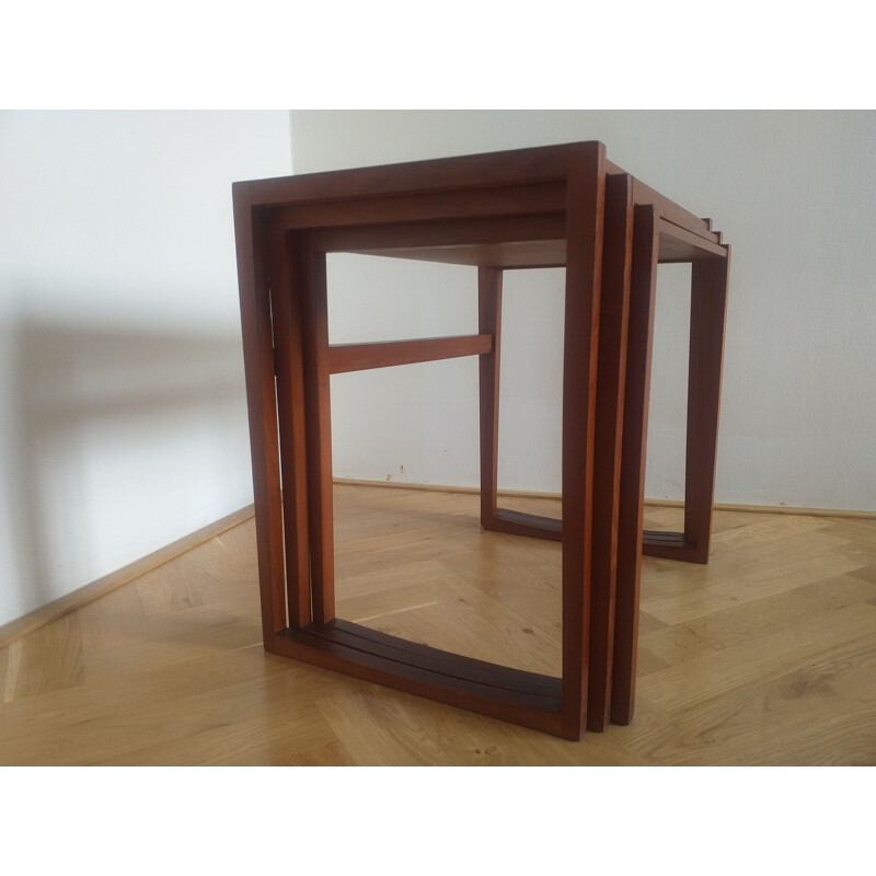 Set of 3 vintage Teak Nesting Tables, Denmark 1960s