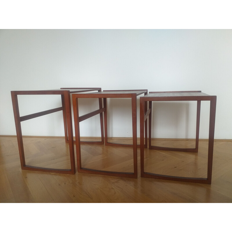 Lot de 3 tables gigognes vintage en teck, Danemark 1960