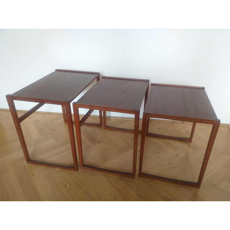 Set of 3 vintage Teak Nesting Tables, Denmark 1960s