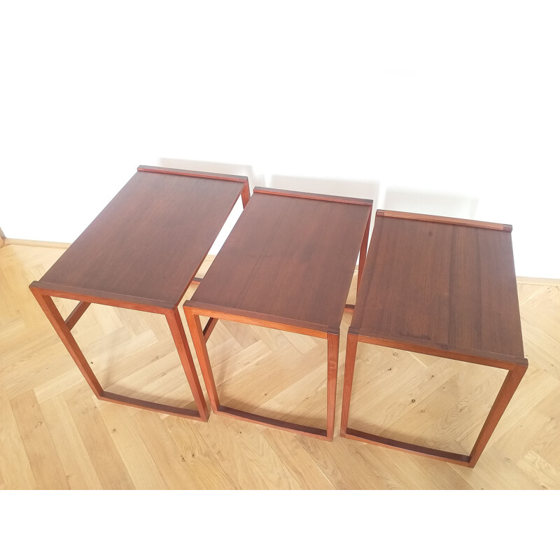 Set of 3 vintage Teak Nesting Tables, Denmark 1960s