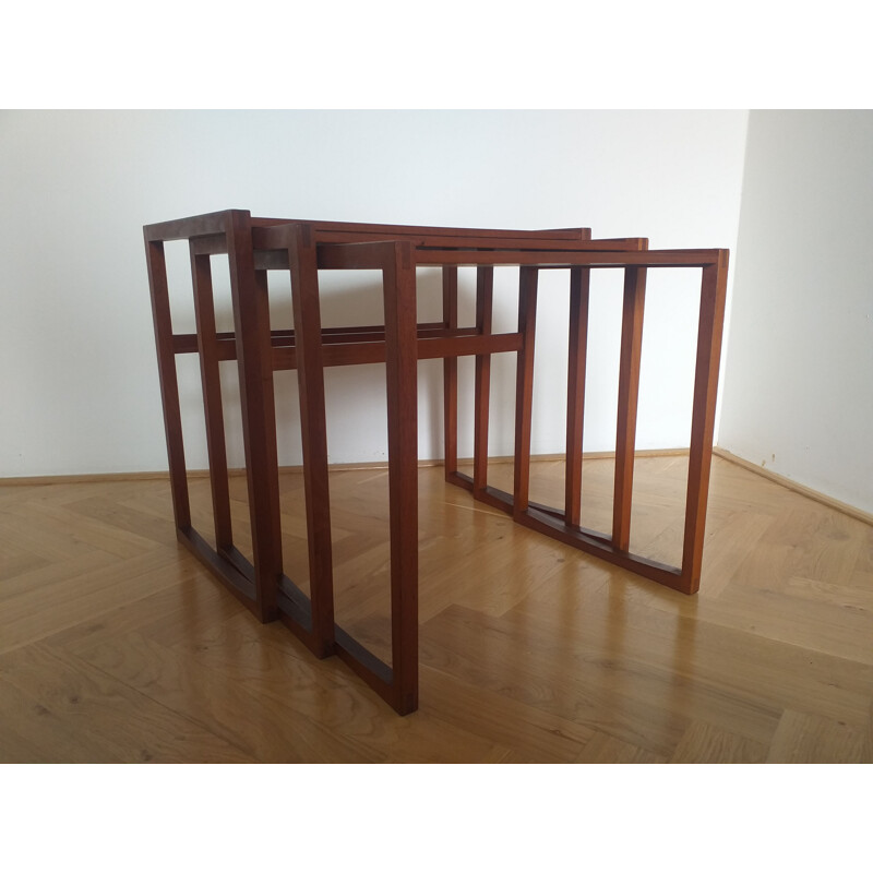 Set of 3 vintage Teak Nesting Tables, Denmark 1960s