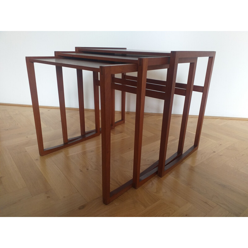 Lot de 3 tables gigognes vintage en teck, Danemark 1960