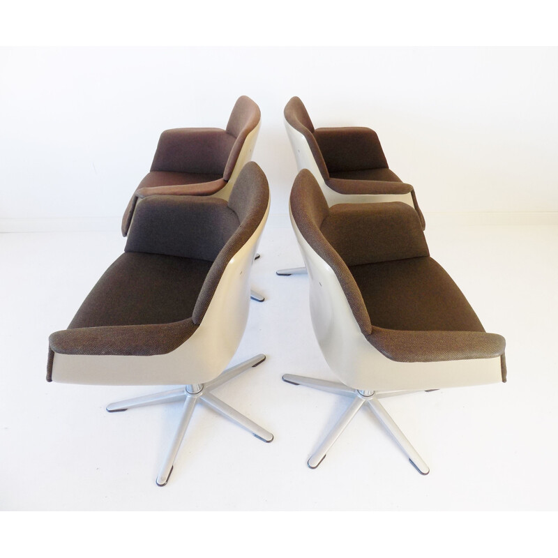 Set of 4 vintage Wilkhahn office dining room chairs by Georg Leowald 1960s