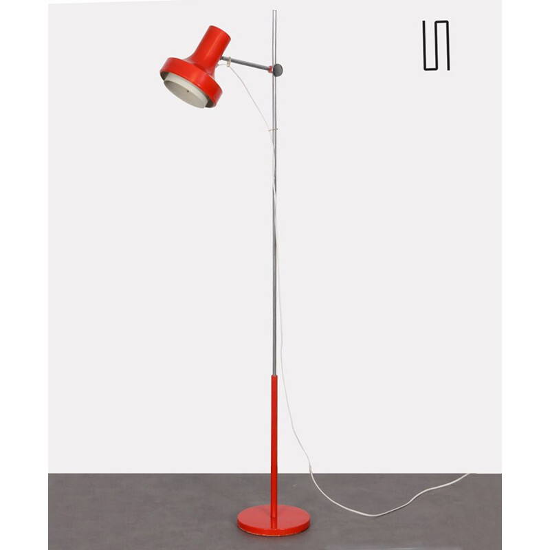 Vintage red metal floor lamp by Napako, Czechoslovakia 1970s