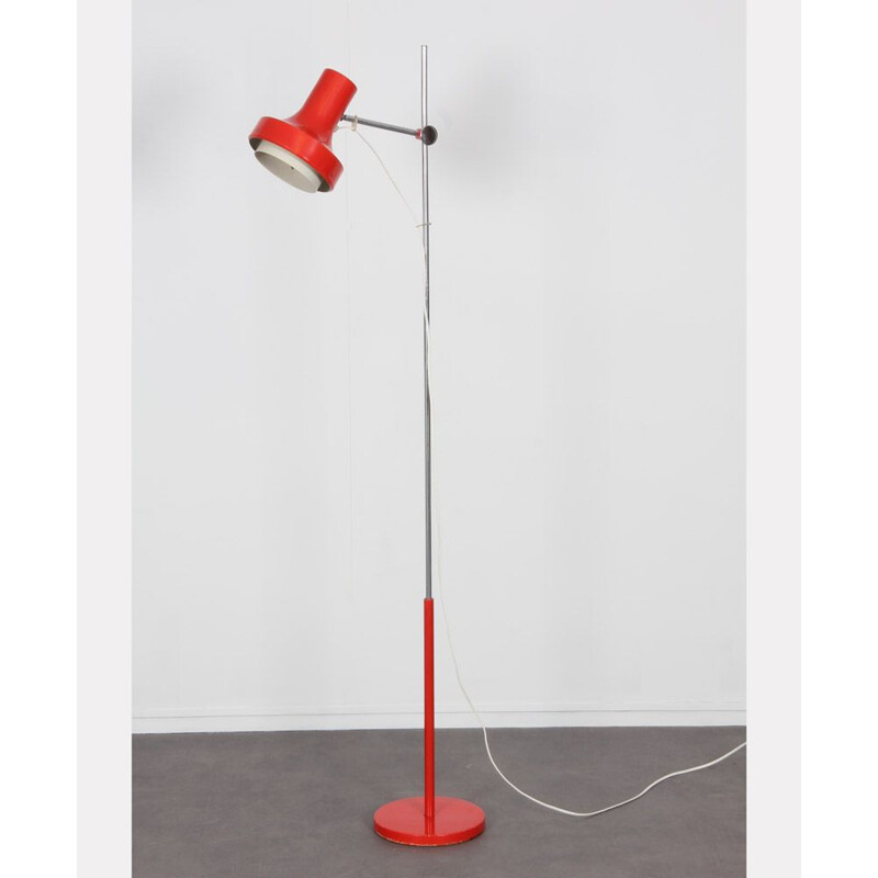 Vintage red metal floor lamp by Napako, Czechoslovakia 1970s