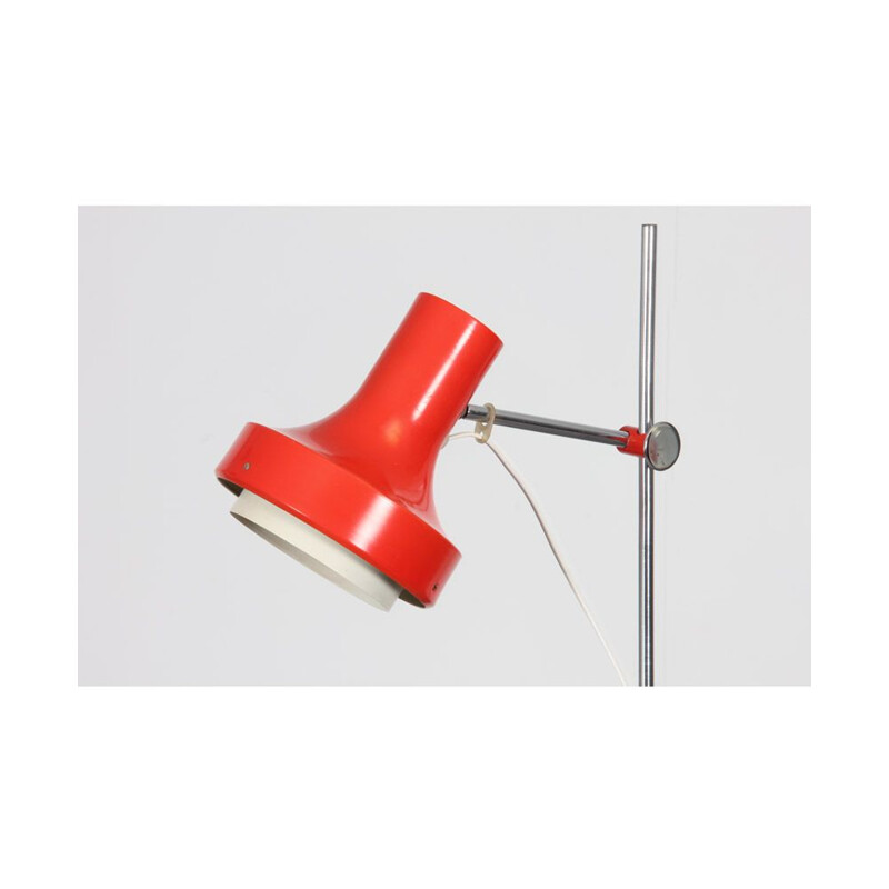 Vintage red metal floor lamp by Napako, Czechoslovakia 1970s