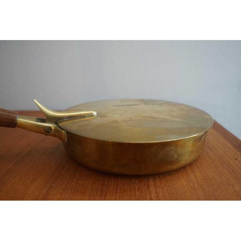 Vintage Ashtray in Brass with Rosewood Handle by Carl Aübock for Illums Bolighus 1950s