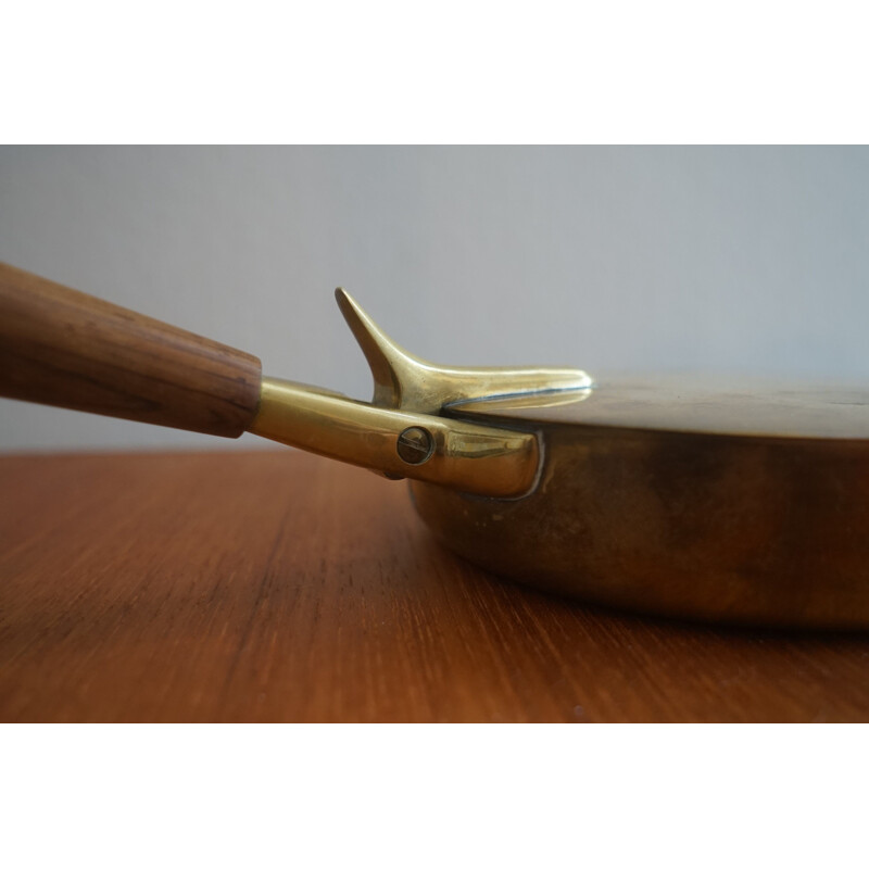 Vintage Ashtray in Brass with Rosewood Handle by Carl Aübock for Illums Bolighus 1950s