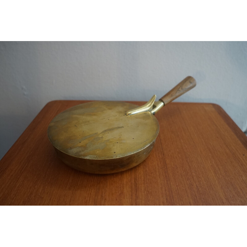 Vintage Ashtray in Brass with Rosewood Handle by Carl Aübock for Illums Bolighus 1950s