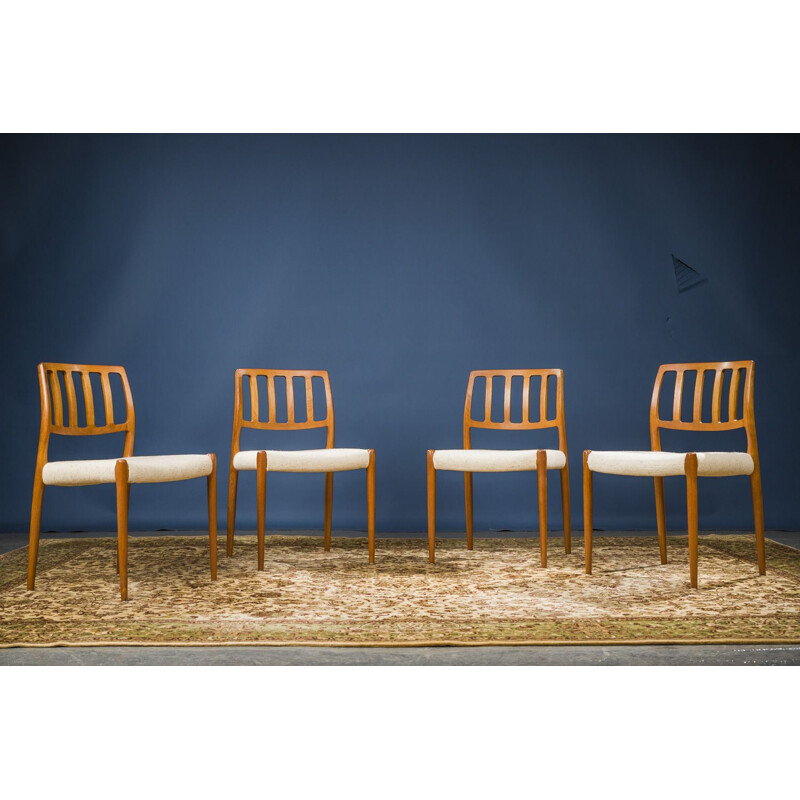 Set of 4 vintage Model 83 Teak Dining Chairs by Niels O. Moller for J.L. Moller, Danish 1960s