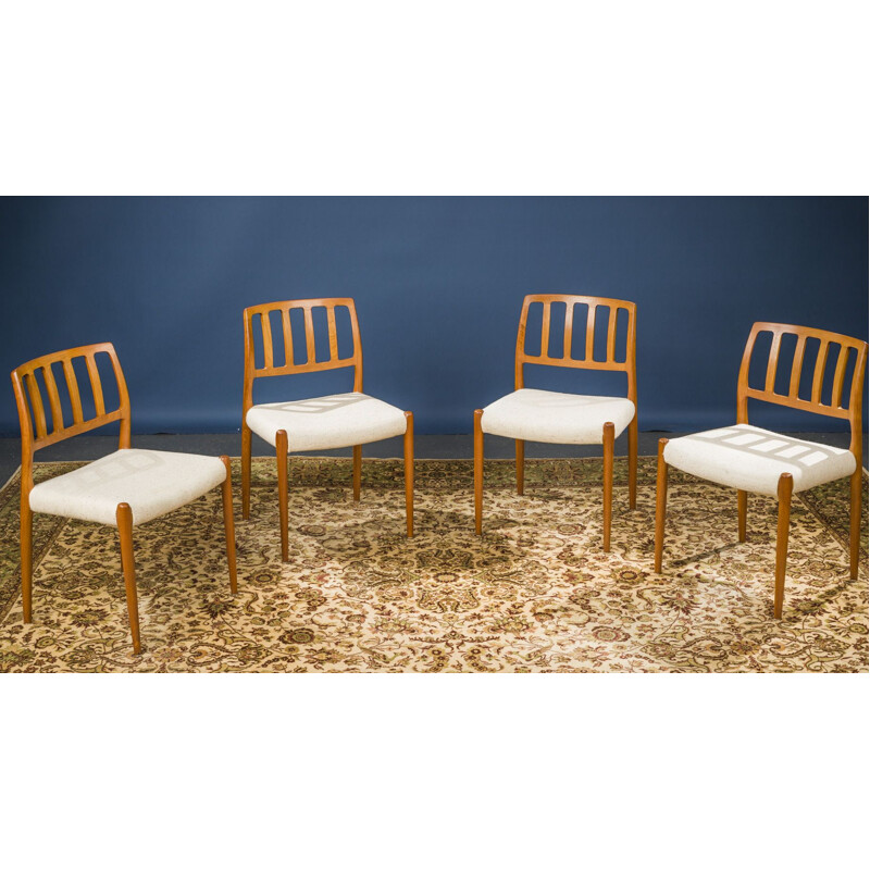 Set of 4 vintage Model 83 Teak Dining Chairs by Niels O. Moller for J.L. Moller, Danish 1960s