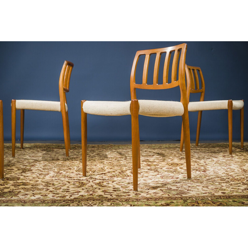 Set of 4 vintage Model 83 Teak Dining Chairs by Niels O. Moller for J.L. Moller, Danish 1960s