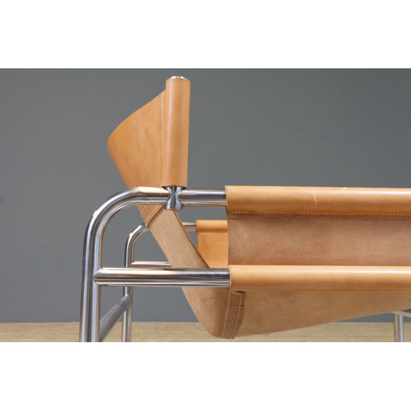 Vintage SZ14 lounge chair in saddle leather by Walter Antonis for Spectrum, Netherlands 1917