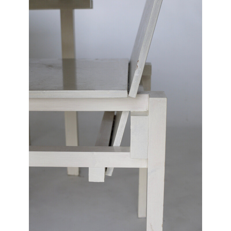 Set of vintage dining Table & Chairs in the style of Gerrit Rietveld 1980s