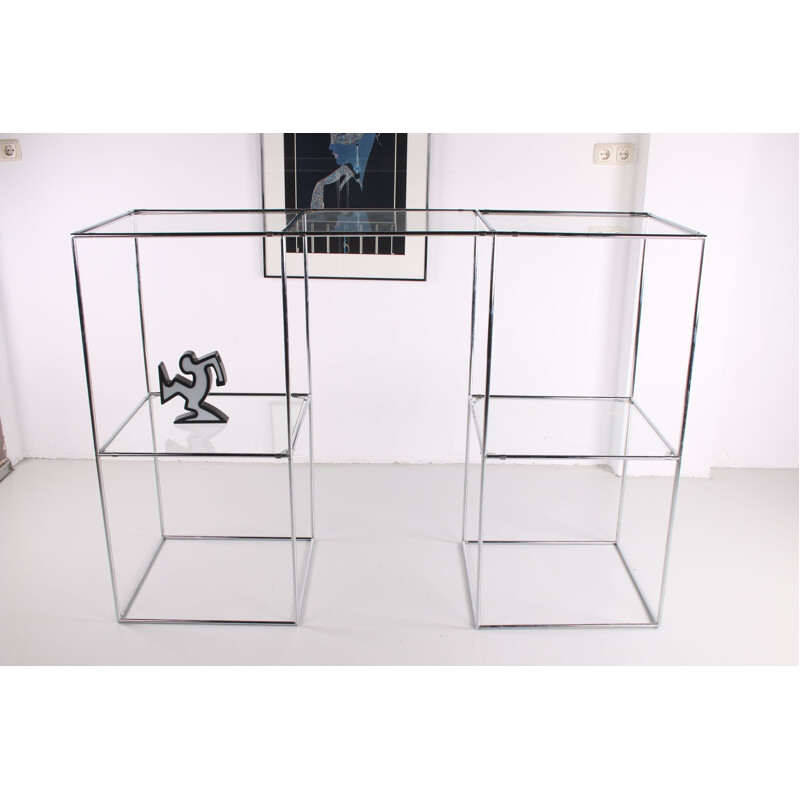 Abstracta vintage shelving system in assorted glass by Poul Cadovius, 1950