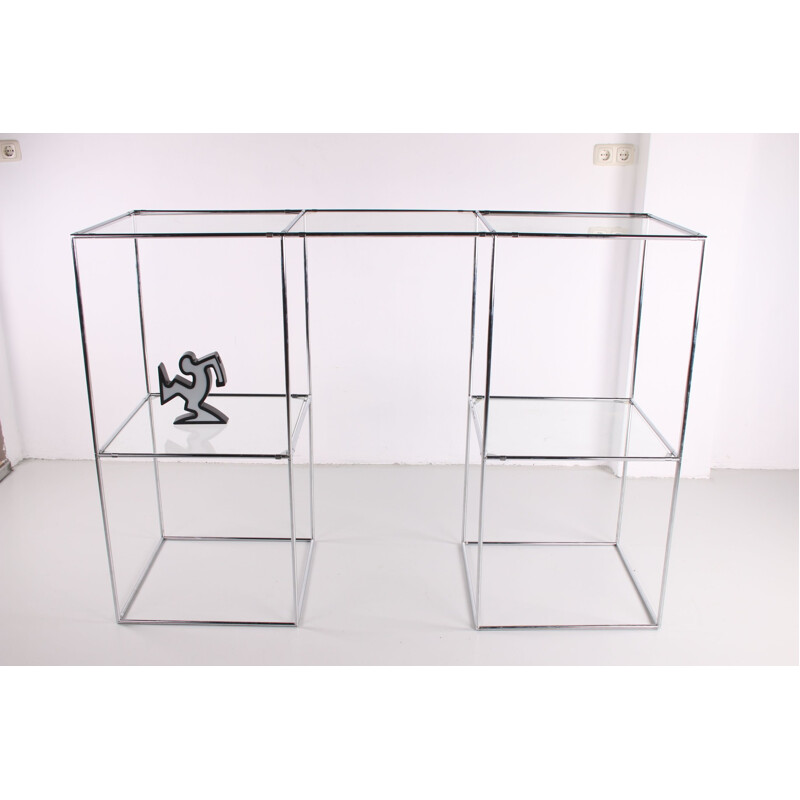 Abstracta vintage shelving system in assorted glass by Poul Cadovius, 1950