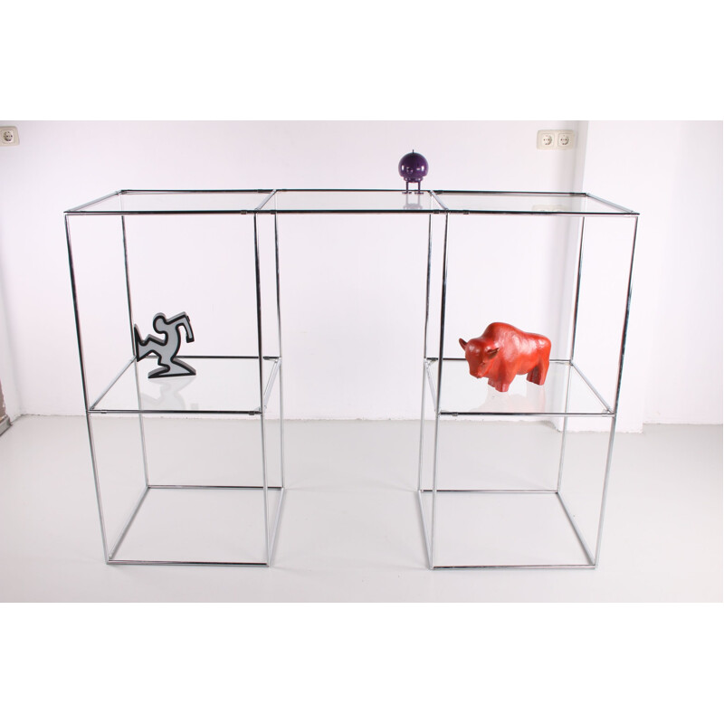 Abstracta vintage shelving system in assorted glass by Poul Cadovius, 1950