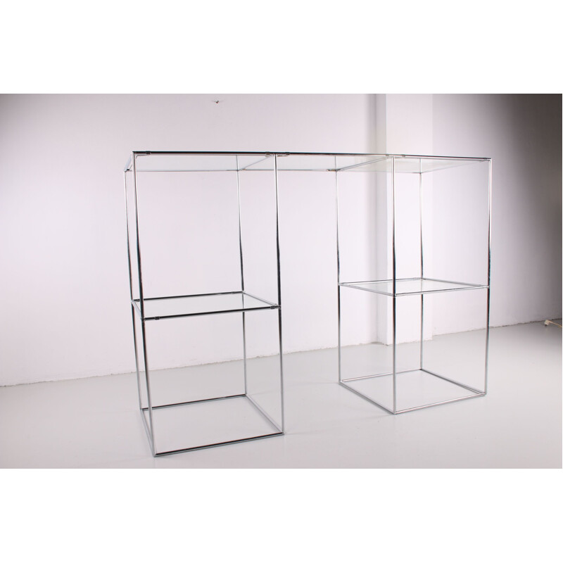 Abstracta vintage shelving system in assorted glass by Poul Cadovius, 1950