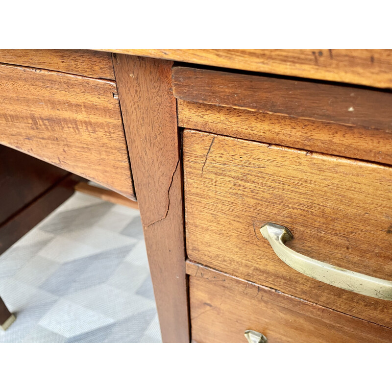 Vintage Wooden Desk with Drawers Mahogany