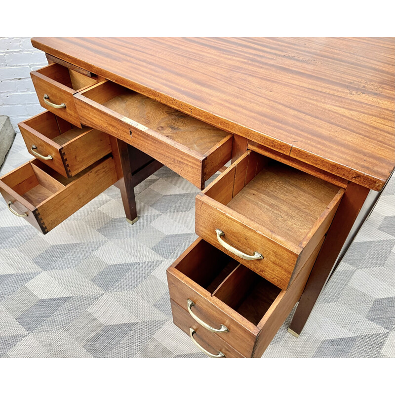 Vintage Wooden Desk with Drawers Mahogany