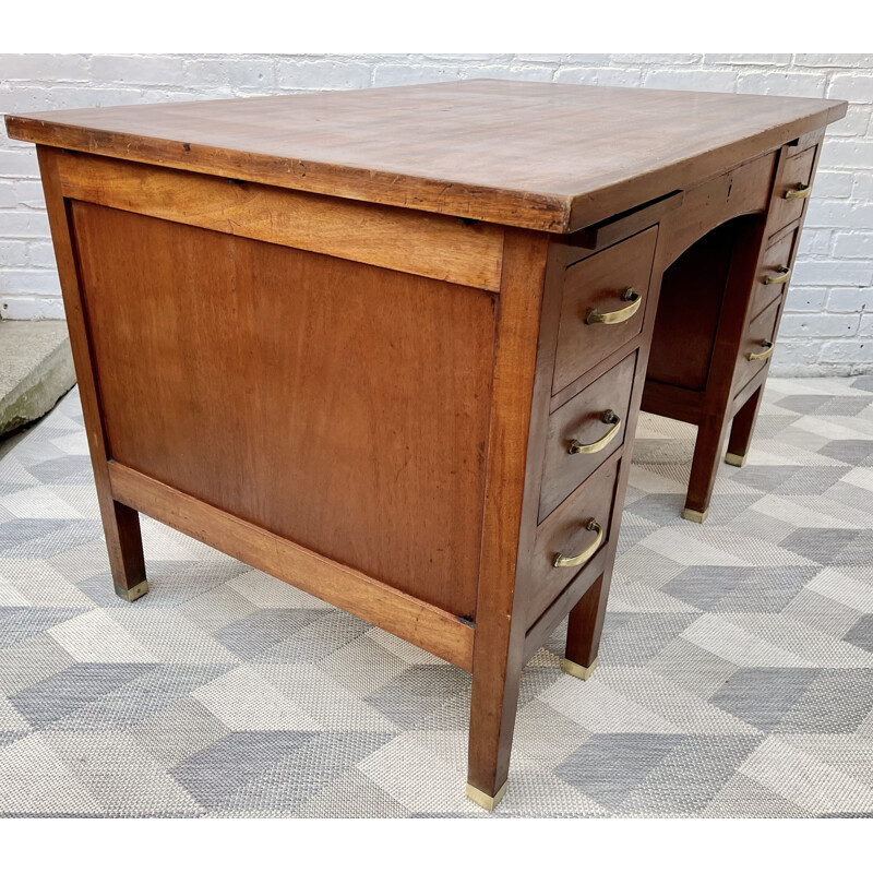 Vintage Wooden Desk with Drawers Mahogany