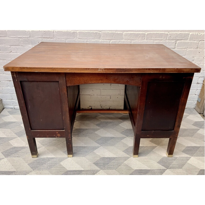 Vintage Wooden Desk with Drawers Mahogany