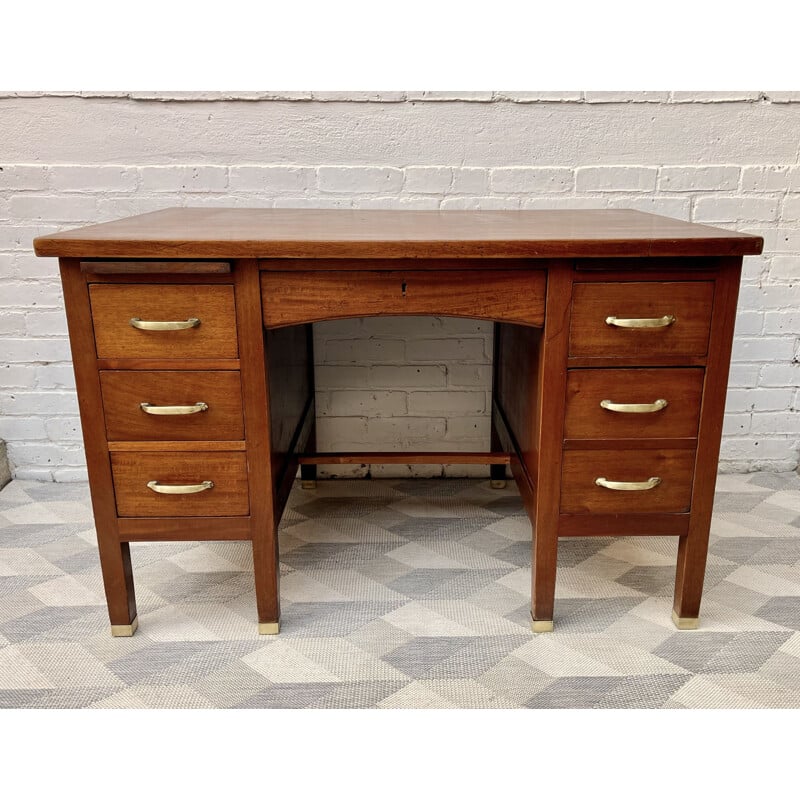 Vintage Wooden Desk with Drawers Mahogany