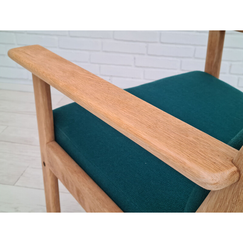 Vintage wollen eiken fauteuil met hoge rugleuning van Jorgen Bækmark voor FDB, Deens 1970