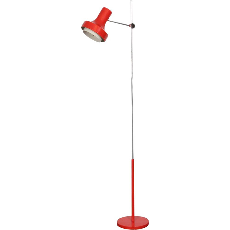 Vintage red metal floor lamp by Napako, Czechoslovakia 1970s