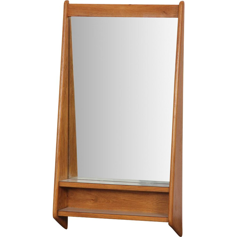 Miroir vintage en bois, République tchèque 1960