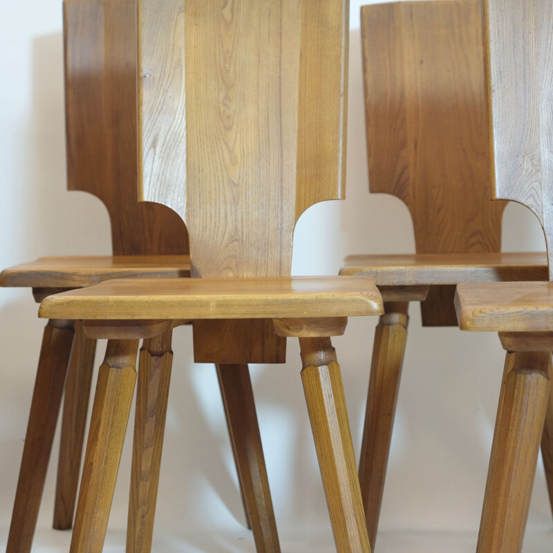 Set of 8 vintage chairs by Pierre Chapo