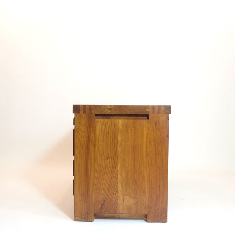 Vintage R19 chest of drawers in solid elm by Pierre Chapo 1975s