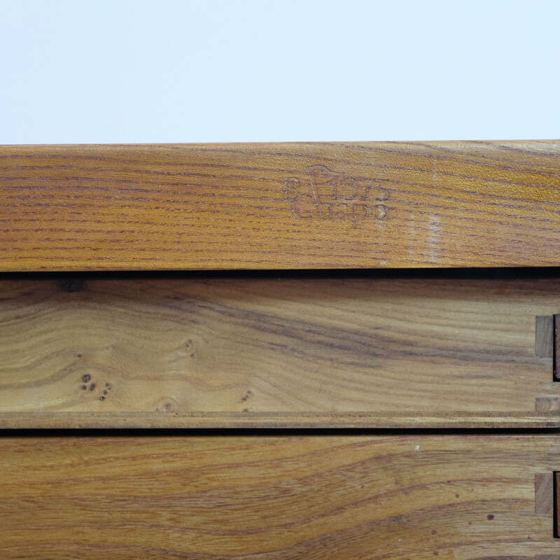 Vintage R19 chest of drawers in solid elm by Pierre Chapo 1975s