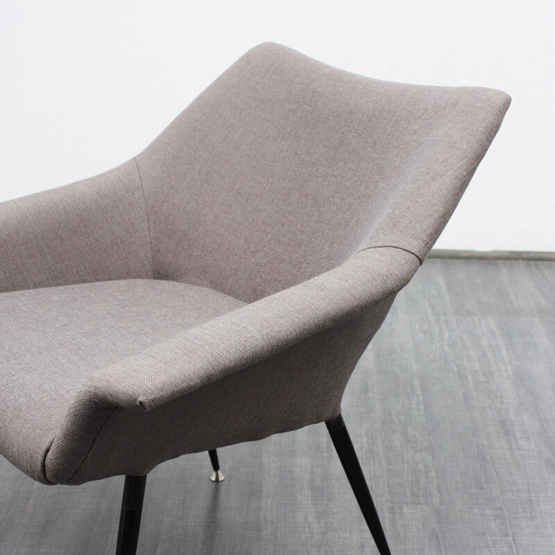 Rare 1950s armchair, gray, reupholstered