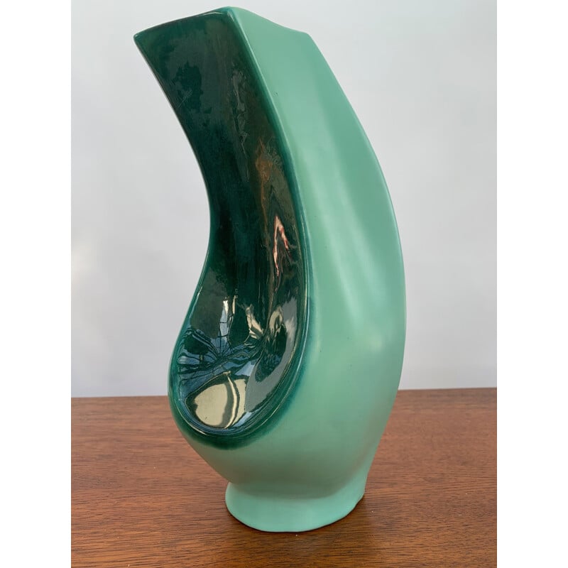 Vintage vase in 2 shades of green dlg Vallauris 1960s