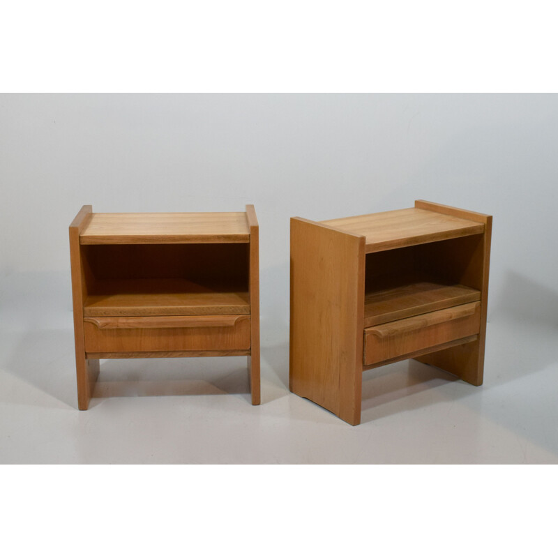 Pair of vintage oak nightstands, 1950