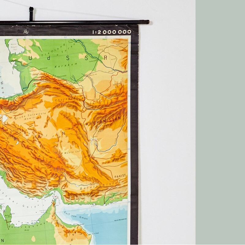 Carta geografica d'epoca del Medio Oriente di VEB Hermann Haack, Germania 1970