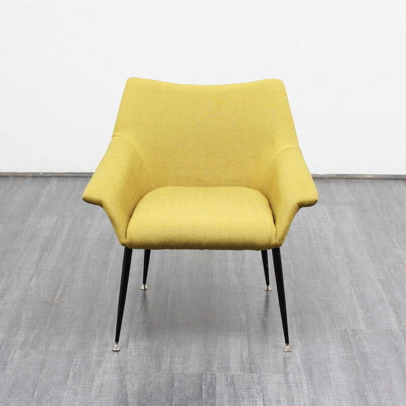 Rare 1950s armchair, yellow, reupholstered