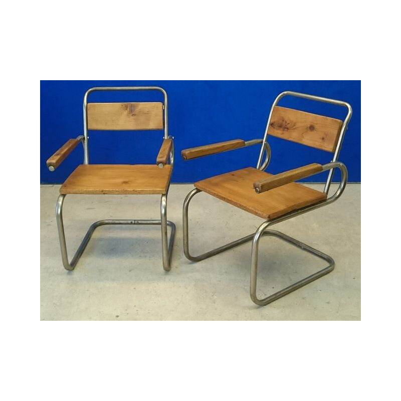 Pair of armchairs in wood - 1940s