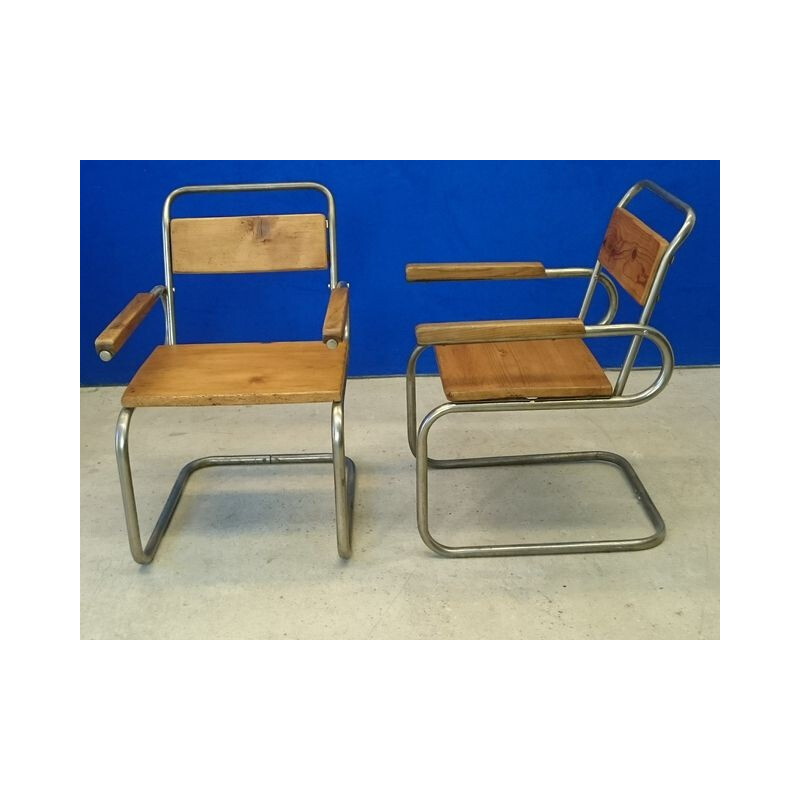 Pair of armchairs in wood - 1940s