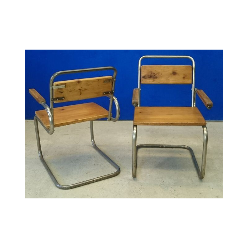 Pair of armchairs in wood - 1940s