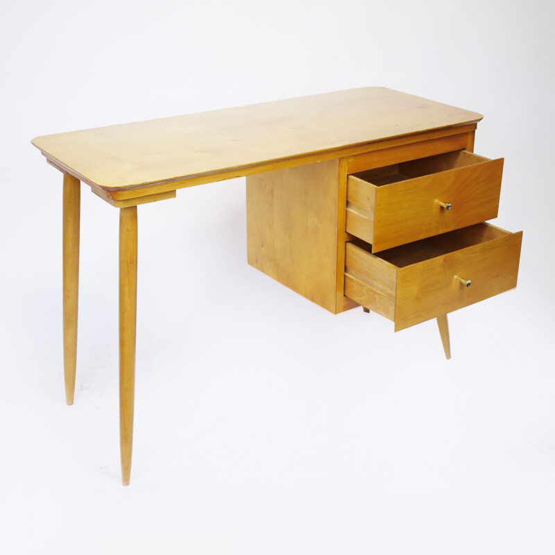 Vintage Two Drawer Wooden Desk, U.K 1960s