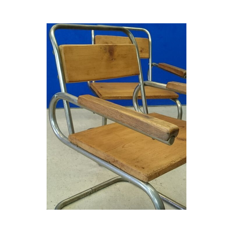 Pair of armchairs in wood - 1940s