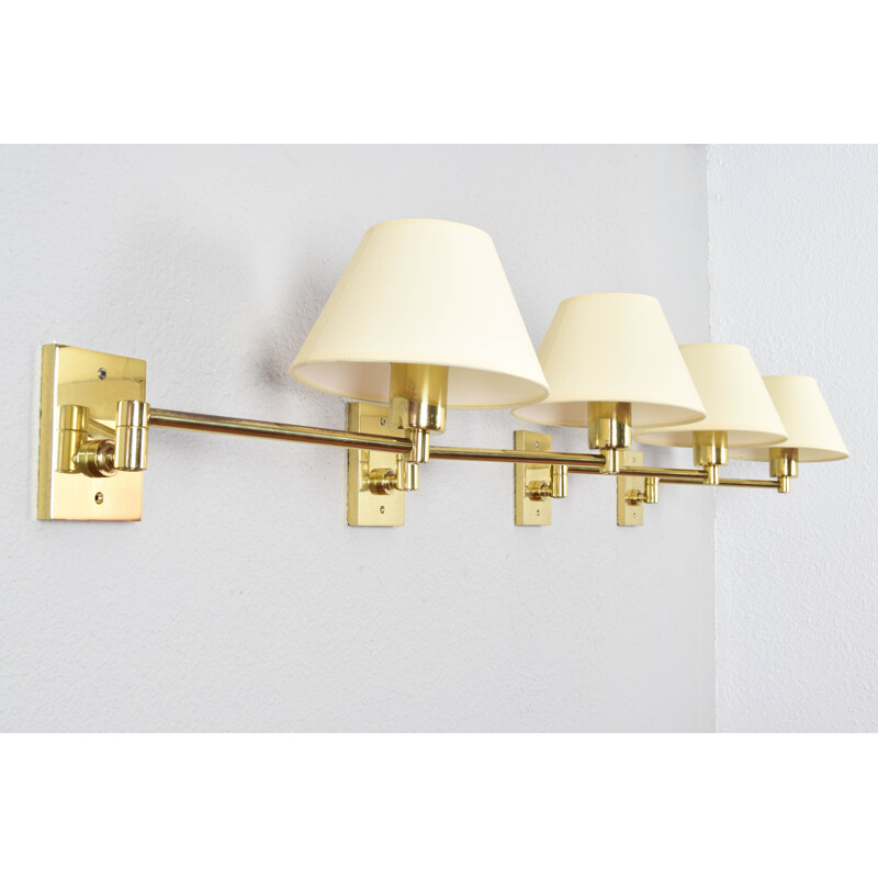 Set of 4 vintage Swivel Arm Brass Sconce by George W. Hansen for Metalarte 1960s