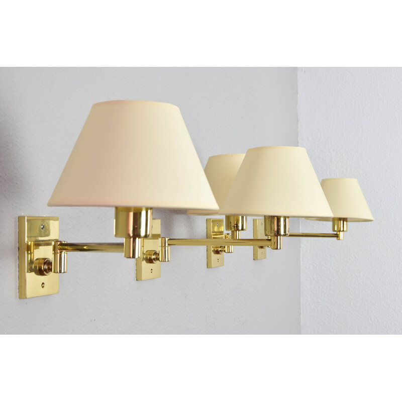 Set of 4 vintage Swivel Arm Brass Sconce by George W. Hansen for Metalarte 1960s