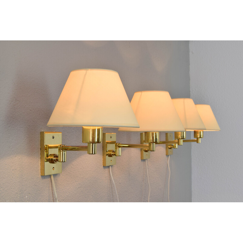 Set of 4 vintage Swivel Arm Brass Sconce by George W. Hansen for Metalarte 1960s