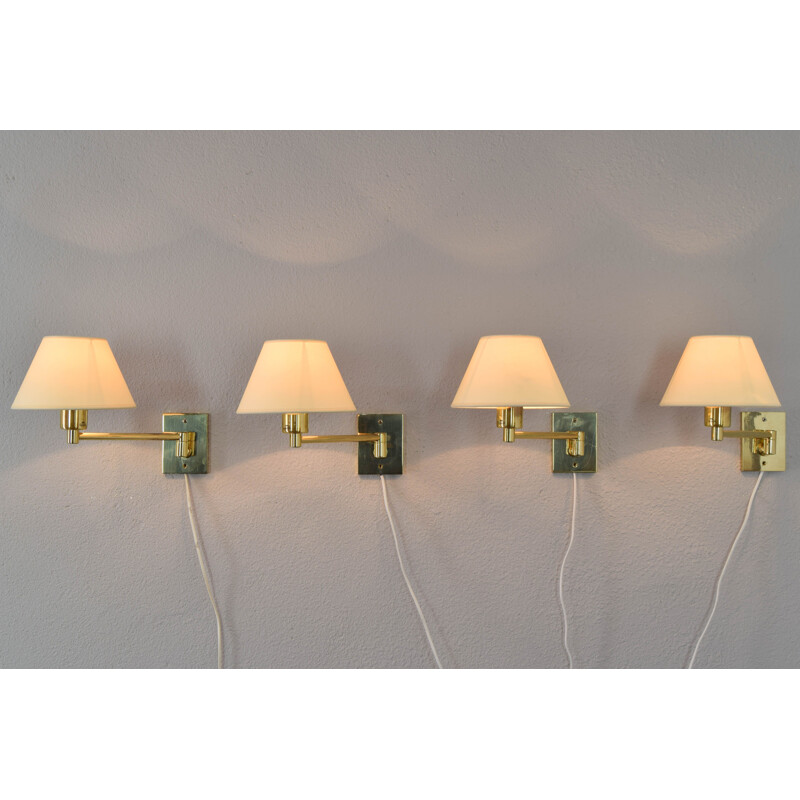 Set of 4 vintage Swivel Arm Brass Sconce by George W. Hansen for Metalarte 1960s